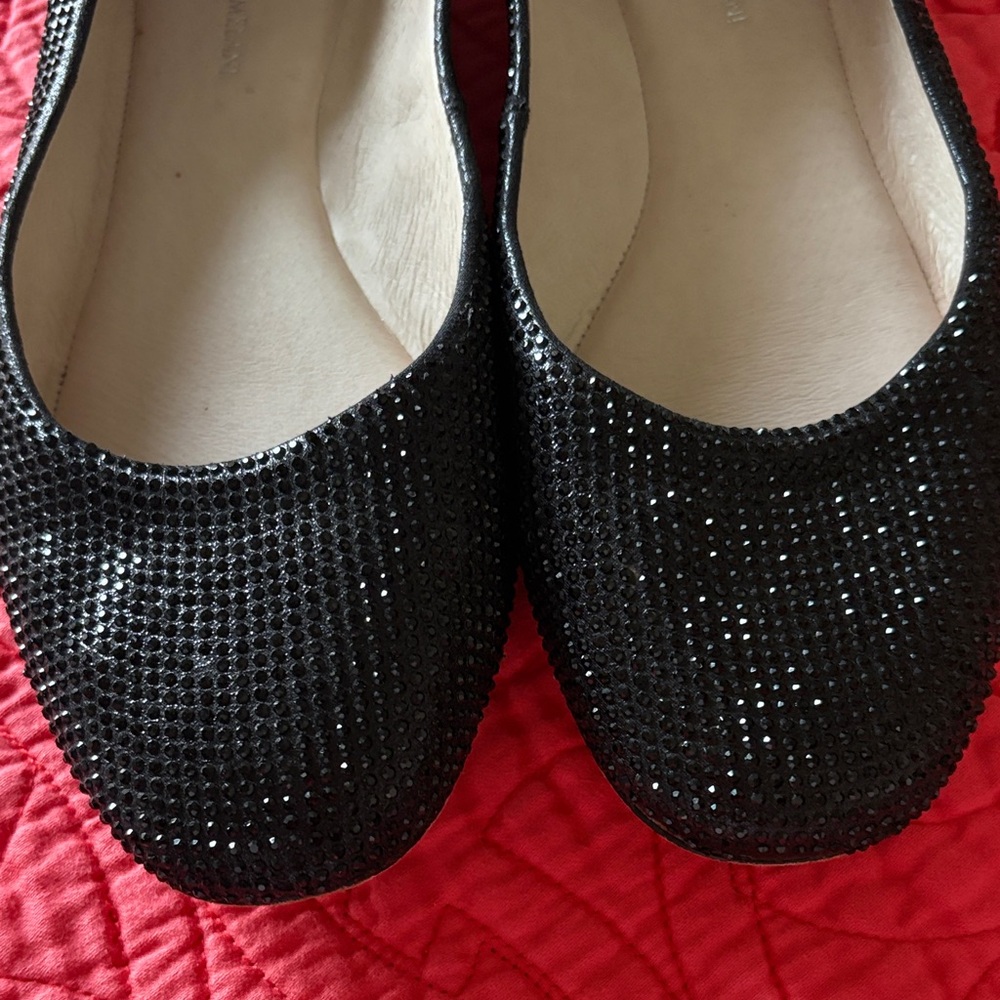 Antinio Melani Elegant Black Rhinestone Flats 7.5